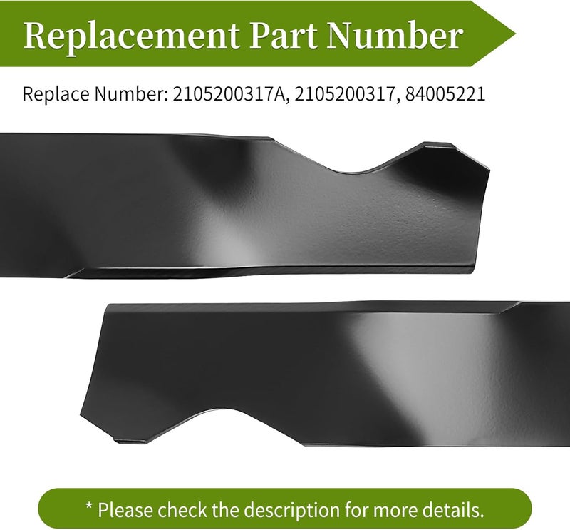 Bularie 2105200317A Mower Blade 21", with Oval Center Hole, Compatible with Murray Daye HyperTough Mower, Fit for MNA152701 MNA152901 MNA152903, Replace 2105200317 84005221, 2 Pack - Image 1